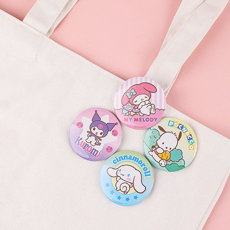 sanrio-my-melody-pochacco-kuromi-cinnamoroll-badges-attached-to-the-canvas-bag