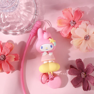 sanrio-ocean-treasure-series-pink-my-melody-doll-heart-bell-car-hanging-ornament-surrounded-by-flowers