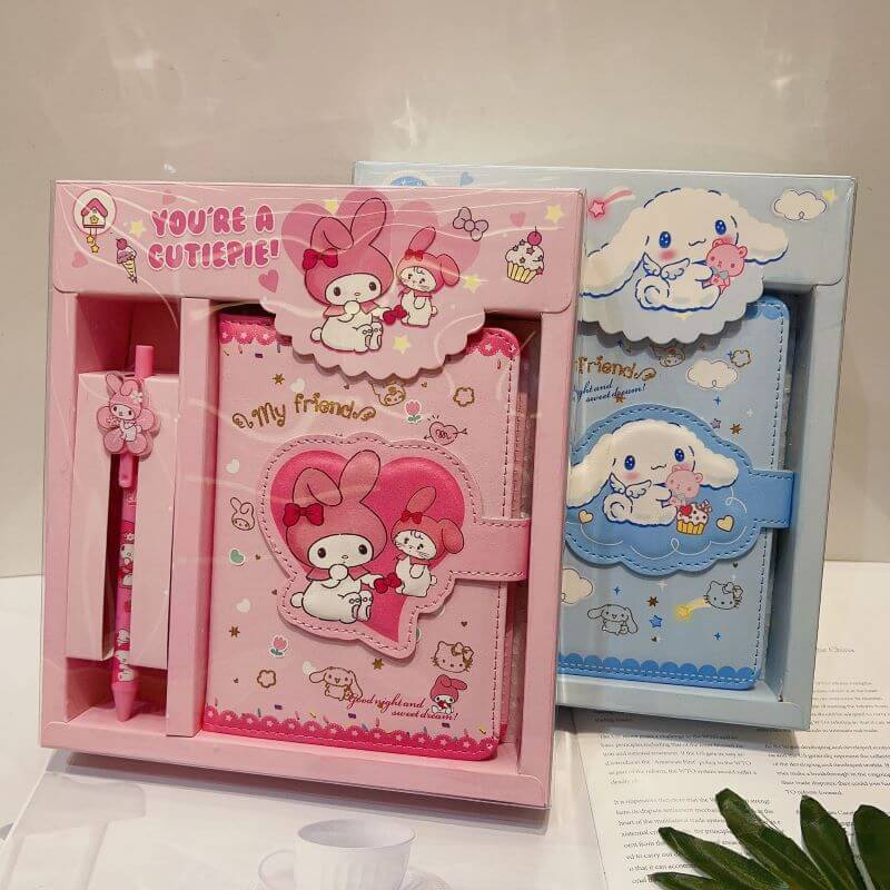 my-melody-and-cinnamoroll-notebook-pen-sets