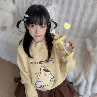 sanrio-pompompurin-jacquard-sweater-yellow
