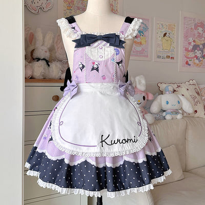 sanrio-star-gummy-series-kuromi-illustration-hooded-lolita-JSK-with-maid-apron