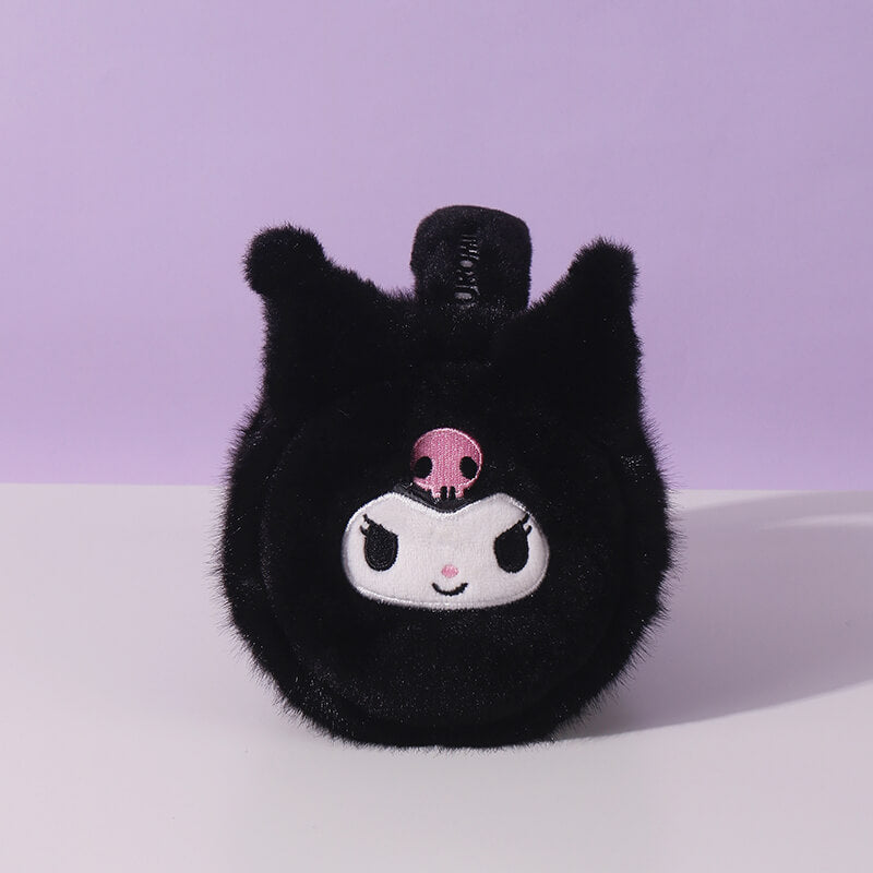 Kuromi Black Plush Headband With Embroidered Character Face For Skincare & Makeu Kawaii Kuromi My Melody Pompompurin Cinnamoroll Makeup  main image 4