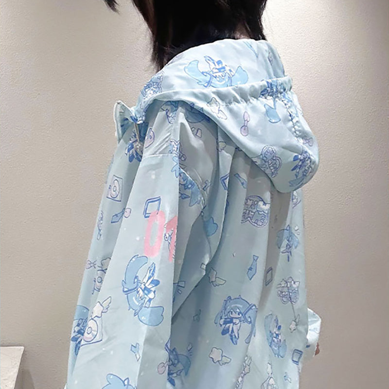 Hatsune Miku Print Sun Protection Full Zip Hoodie