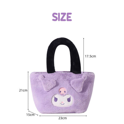 size-of-kuromi-3d-face-plush-tote-bag