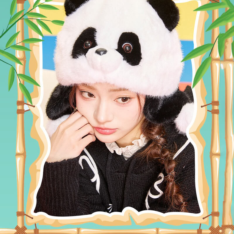 Panda Plush Earflap Hat Y2k Winter Accessories – KawaiiEnvy