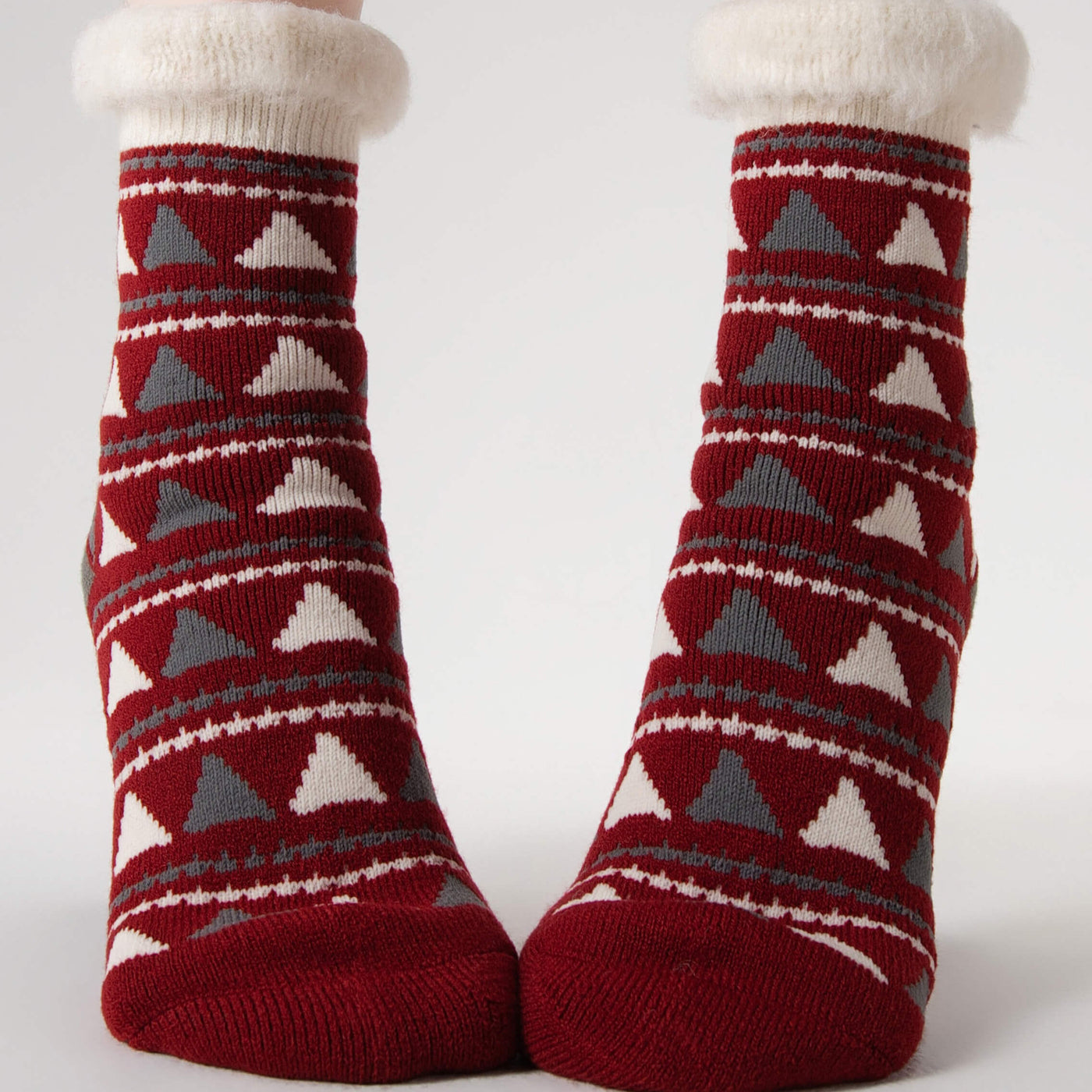 Red Christmas Fluffy Warm Home Sleeping Floor Socks