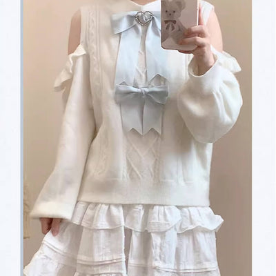 Sweet Kawaii Off-Shoulder Short Sweater