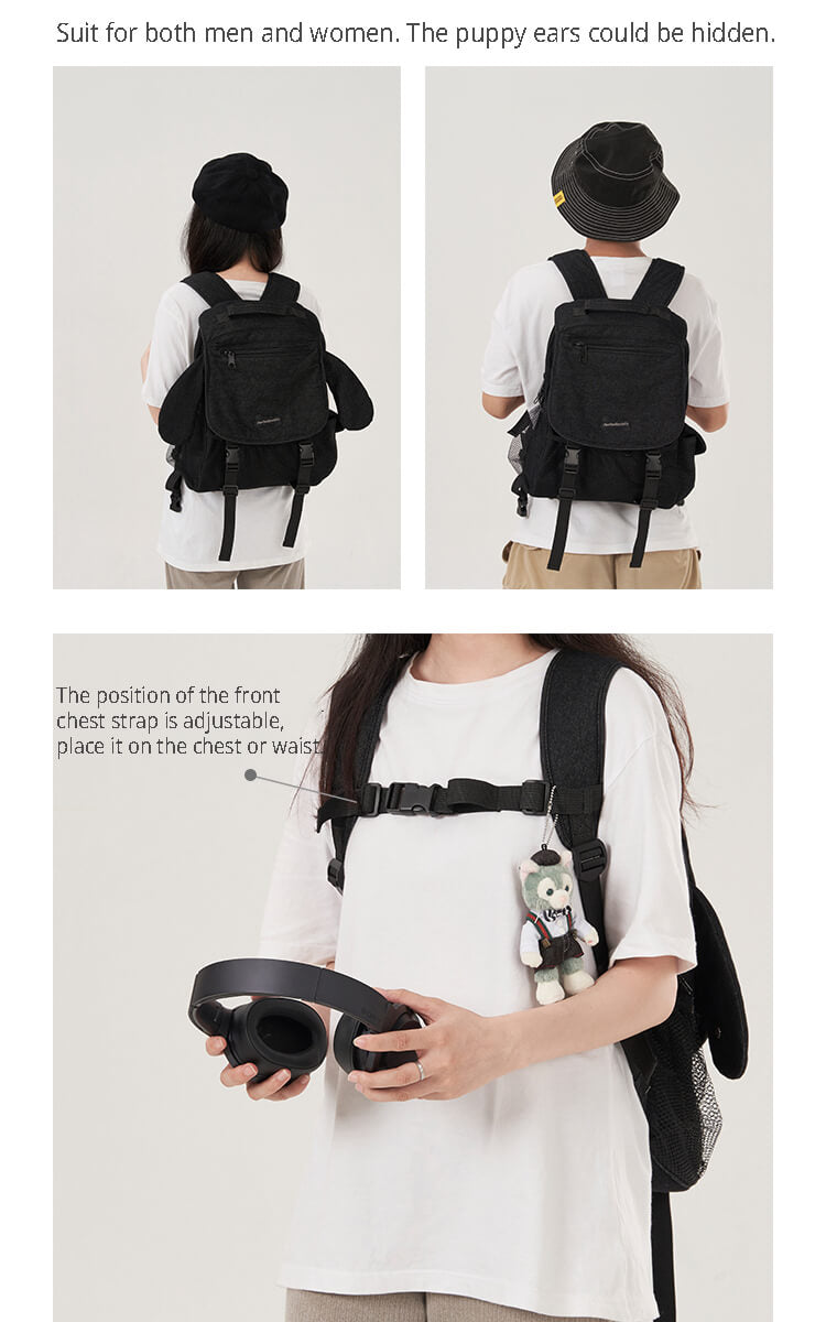 A-plain-black-backpack-suit-for-both-women-and-men-the-puppy-ears-could-be-hidden-to-wear