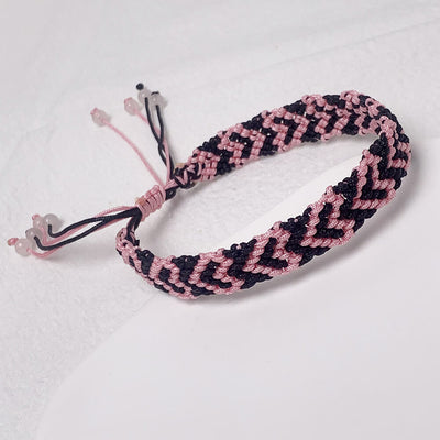 Adjustable-Heart-Corded-Bracelet-Valentine-Couple-Bracelets-black-pink-color