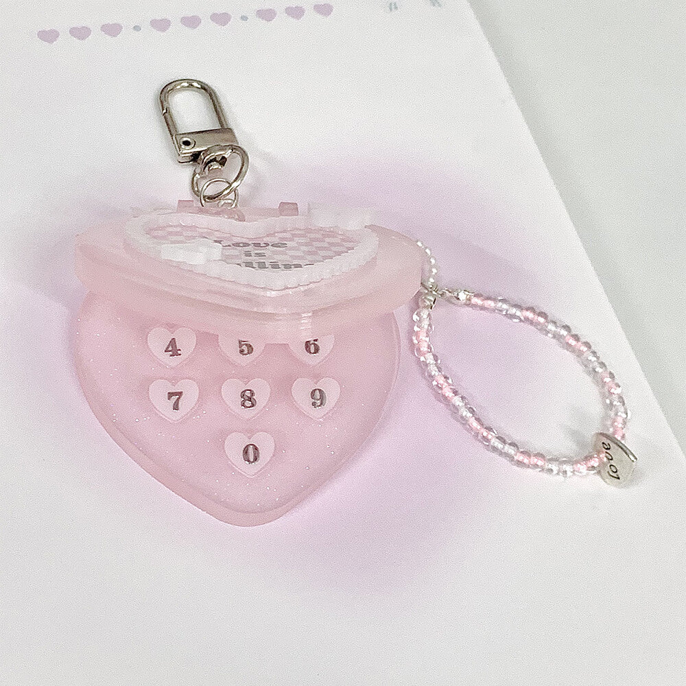 Custom-Photos-Pink-Heart-Shaped-Flip-Phone-Charm-Keychain-when-phone-open