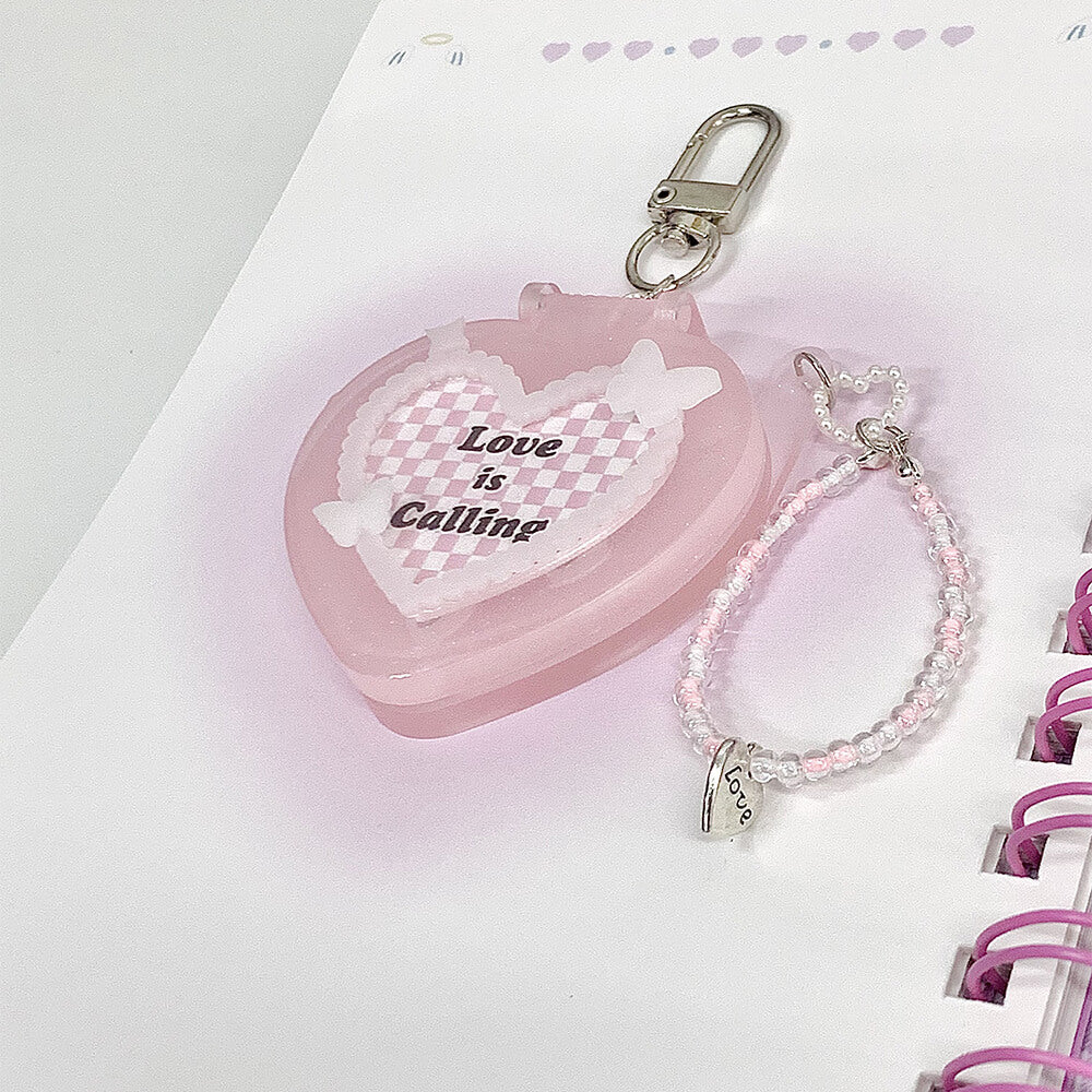 Custom-Photos-Pink-Heart-Shaped-Flip-Phone-Charm-Keychain-with-beads-phone-charms