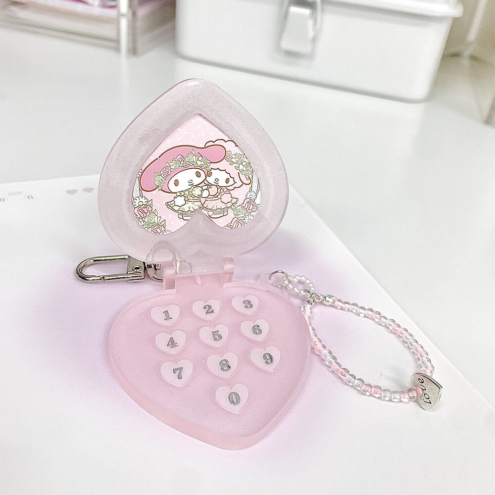 Custom-Photos-Pink-Heart-Shaped-Flip-Phone-Charm-Keychain