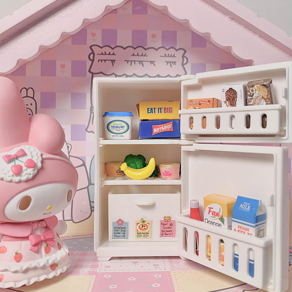 Casa de muñecas magnética, modelo de refrigerador de comida en miniatura, juguete