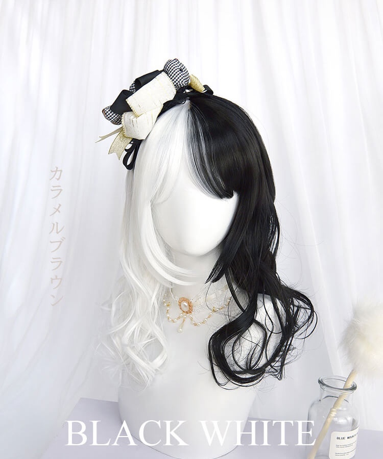 Gothic-Black-And-White-Split-Costume-Wig-With-Bangs