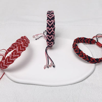 Heart-Corded-Pink-Crystal-Beads-Bracelet-Valentine-Couple-Bracelets-3-colors