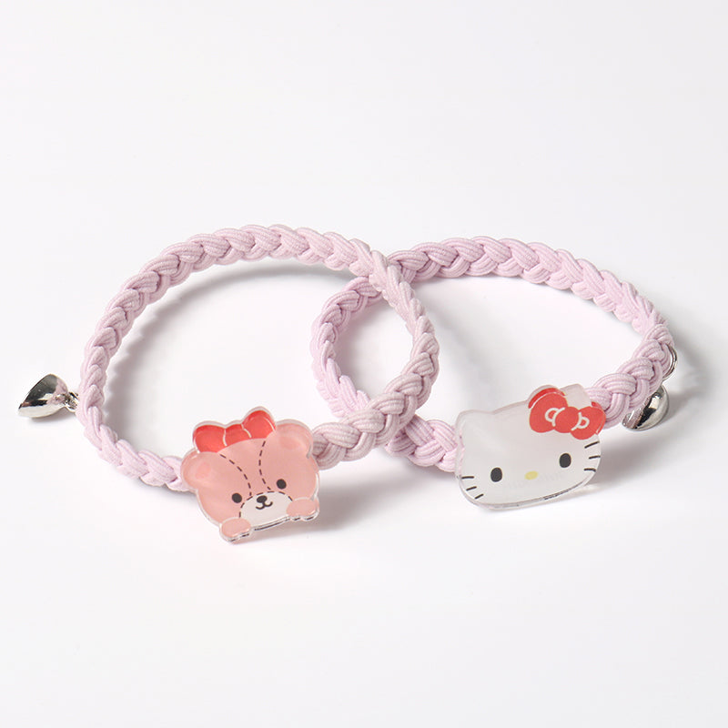 Hello-Kitty-Tiny-Chum-Friendship-Magnetic-Heart-Hair-Tie-Rope-2pcs-set