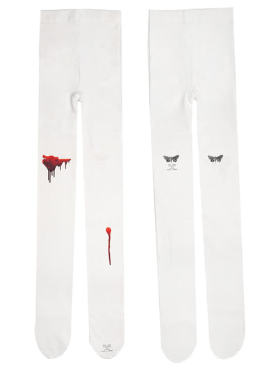 Injured-Bloody-Back-Butterfly-White-Tights-Product-Show-One-Pair