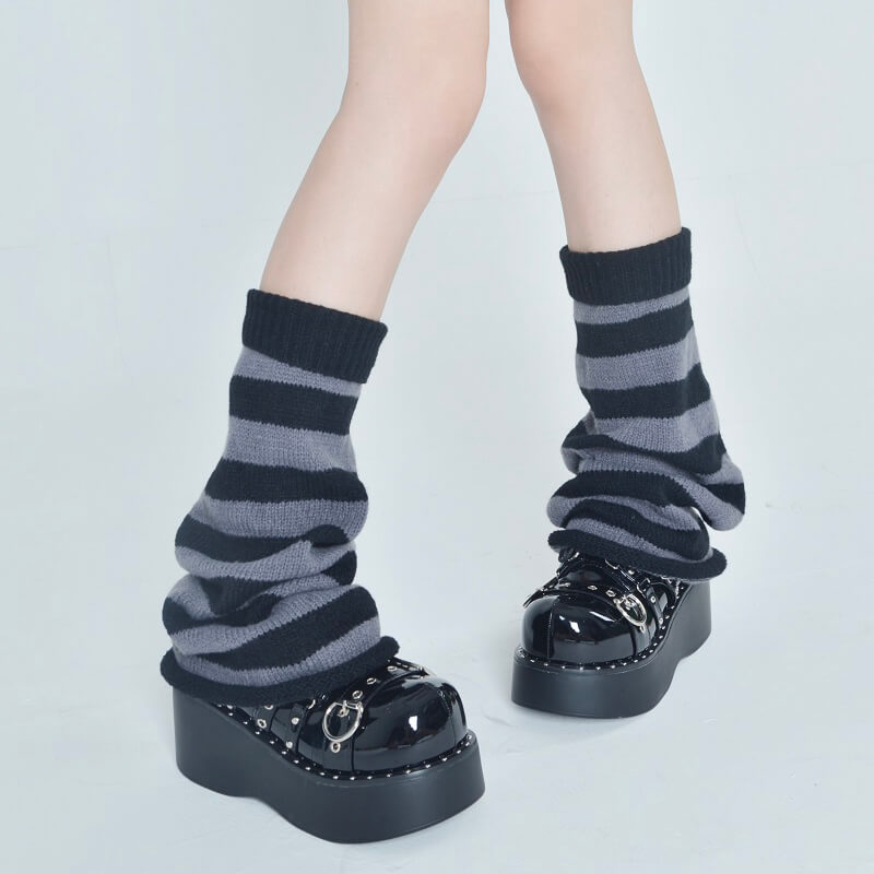 Flared Striped Knit Leg Warmer Socks – kawaiienvy