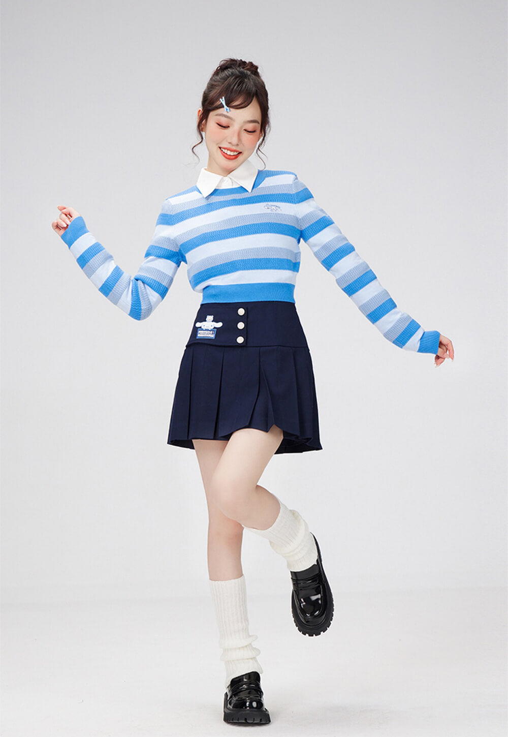 Japanese-jk-outfit-styled-by-cinnamoroll-slim-fit-striped-crop-jumper