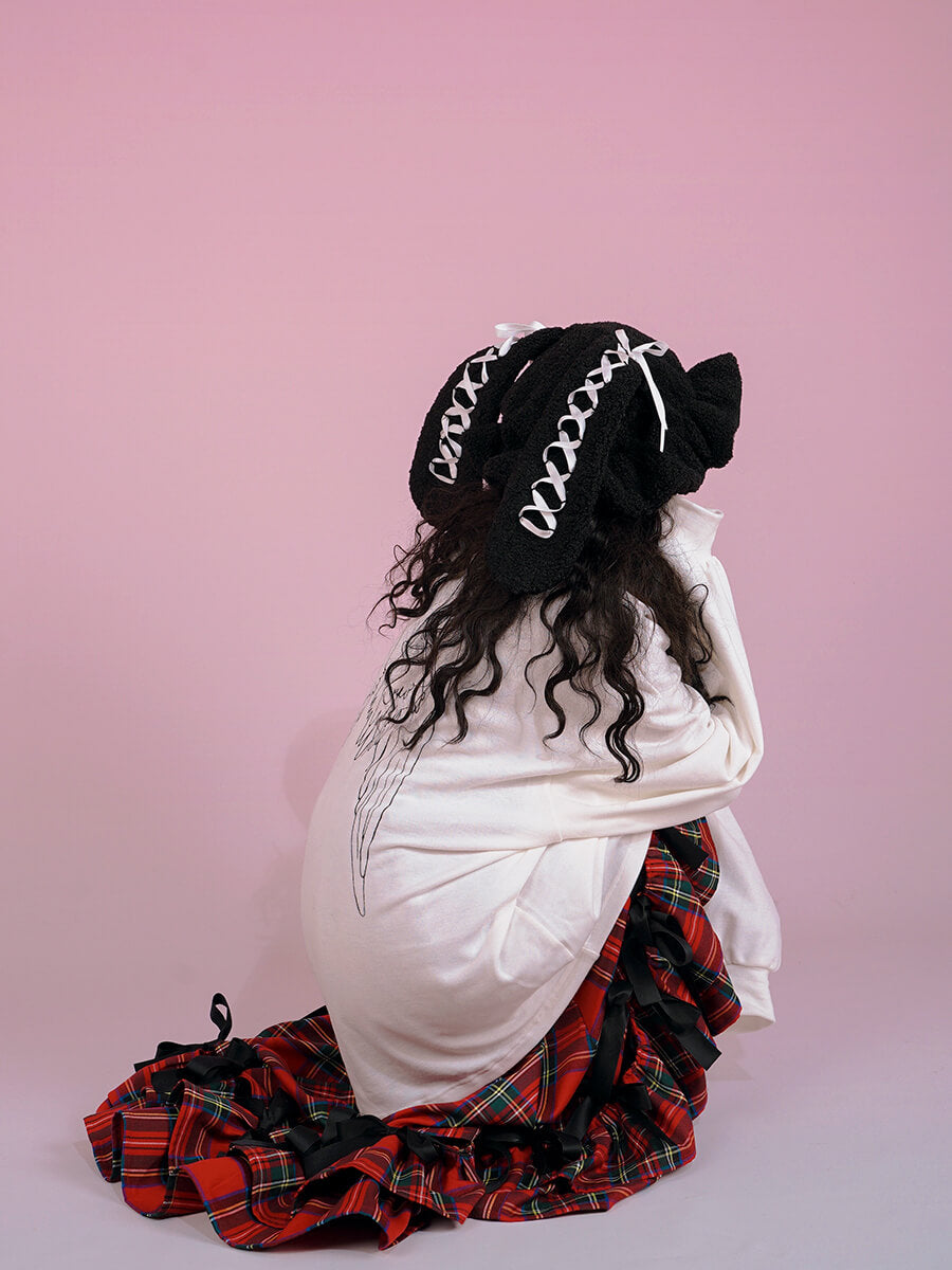 帽子 BUNNY EAR BOA BERET Ribbon Bow Furry Bunny Ears Beret - Kawaiienvy – KawaiiEnvy