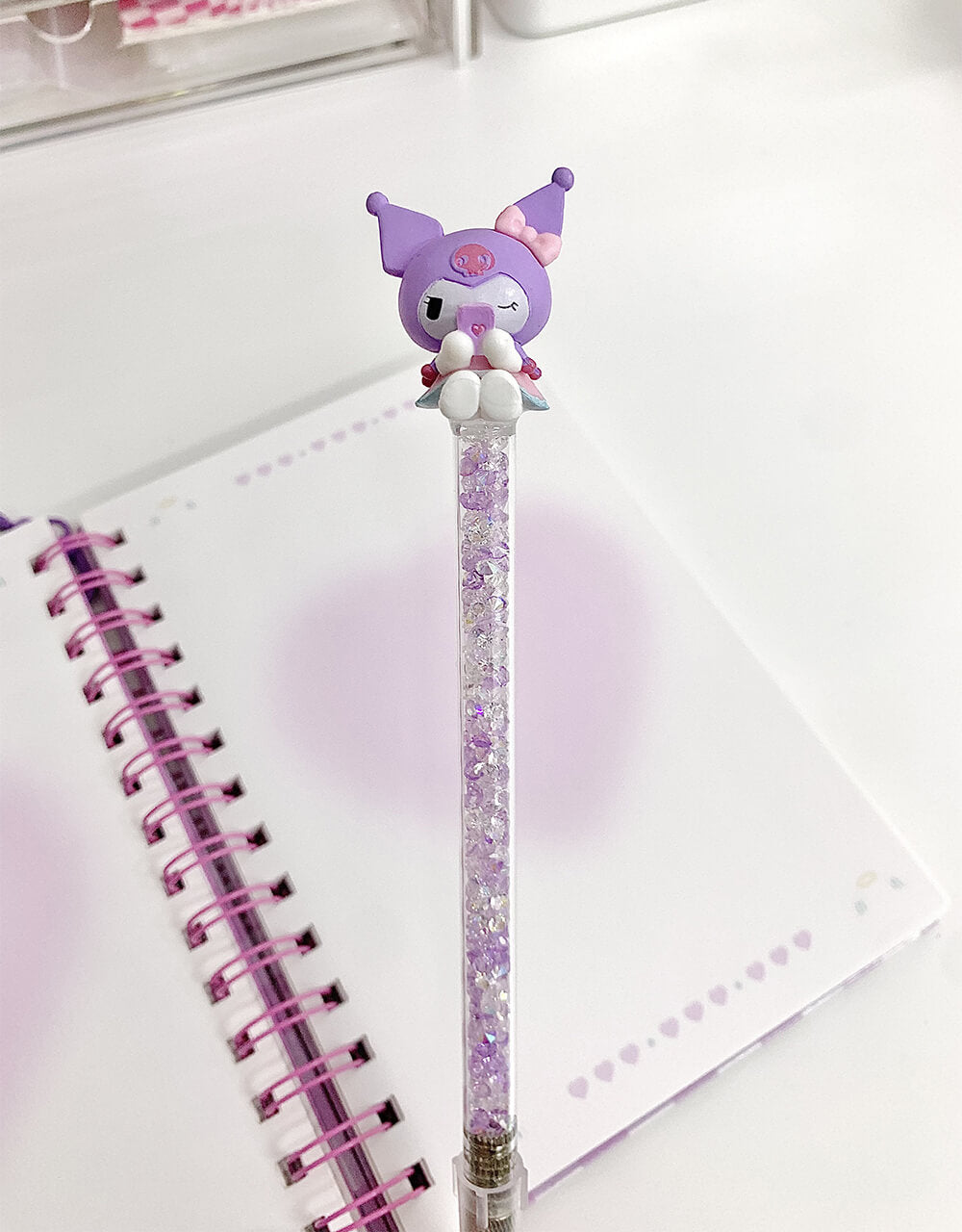 Kawaii-Kuromi-Playing-Phone-Craft-Knife-with-Shining-purple-white-diamond-rhinestone-filling
