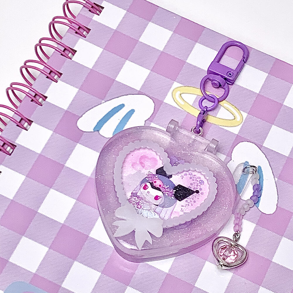 Kawaii-Purple-Heart-Shaped-Flip-Phone-Charm-Keychain
