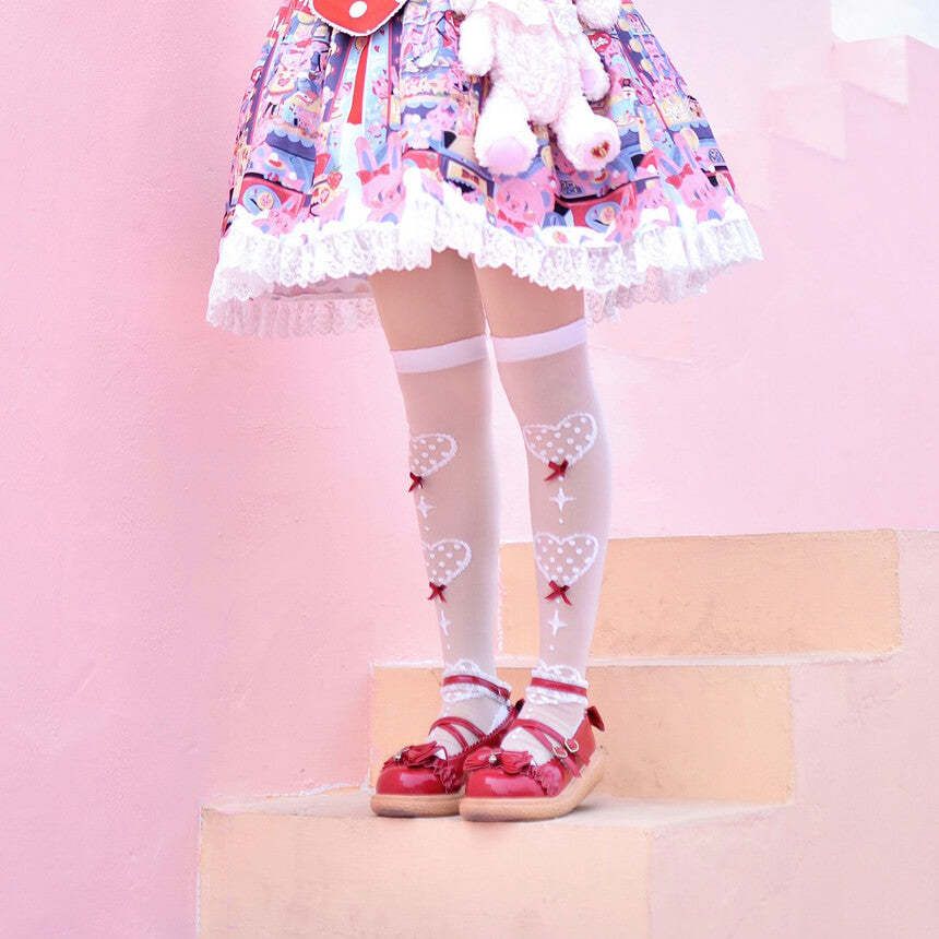 Kawaii-Lolita-Hearts-Knee-Socks-white-red