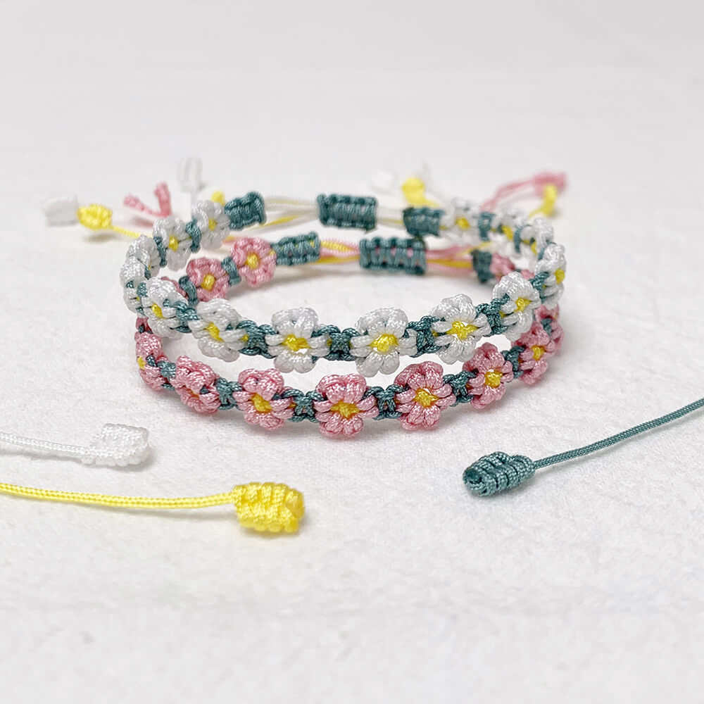 Handmade Little Daisy Braided Cord Bracelet