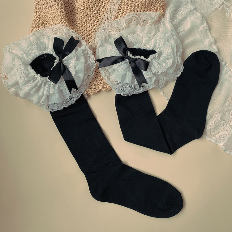 Lolita-Lace-Ribbon-Bow-Knee-Socks-black