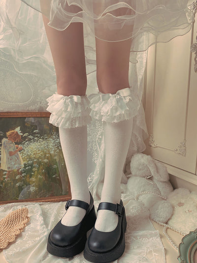 Lolita-Multi-Layer-Lace-Ribbon-Bow-Knee-Socks-white