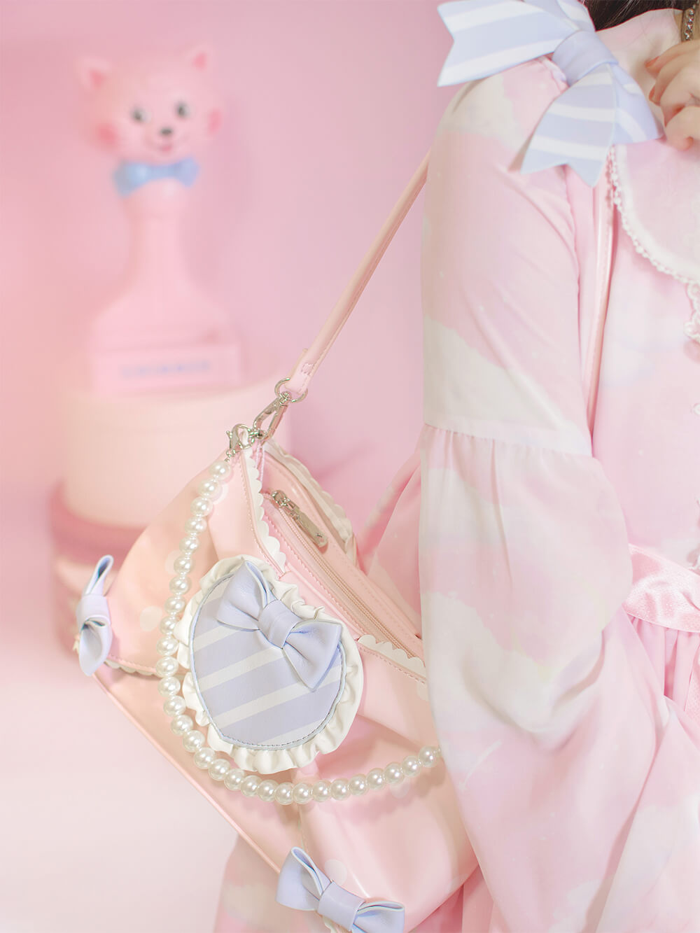 Lolita-Sweet-Dots-Heart-Bow-Shoulder-Bag-pink