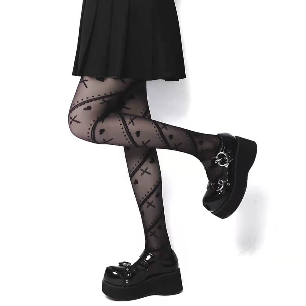Lolita-Sweet-Hearts-Cross-Stockings-black