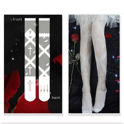 Lolita-Thorns-Cross-Thigh-High-Socks-white-color