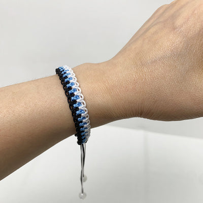 Multicolor-Adjustable-Cord-Friendship-Bracelets-wear-on-hand-white-blue-black