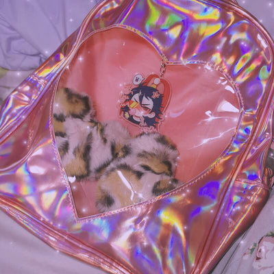 Pink-Heart-Laser-Backpack-itabag-with-heart-shaped-itabase