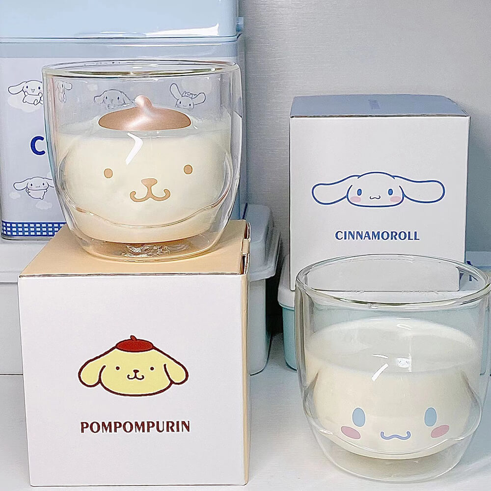 Sanrio-Double-Layer-Glass-Milk-Cup-cinnamoroll-and-pompompurin