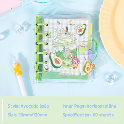 avocado-bobo-cartoon-graphic-a6-6-ring-refilled-binder-planner-with-clear-cover