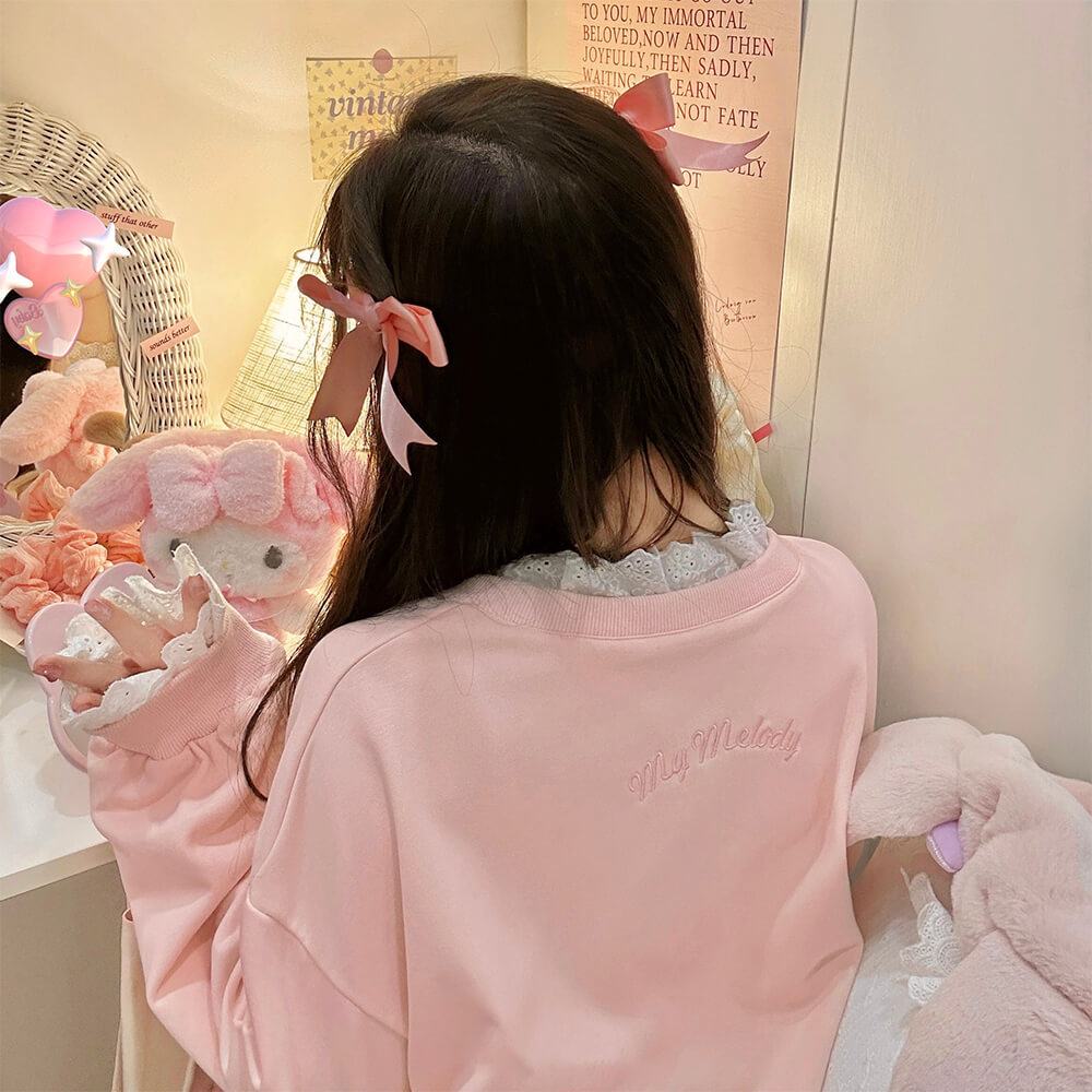 backside-display-of-the-mymelody-pink-sweatshirt