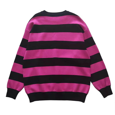backside-of-the-grunge-skeleton-pattern-striped-sweater-pullover-in-black-pink