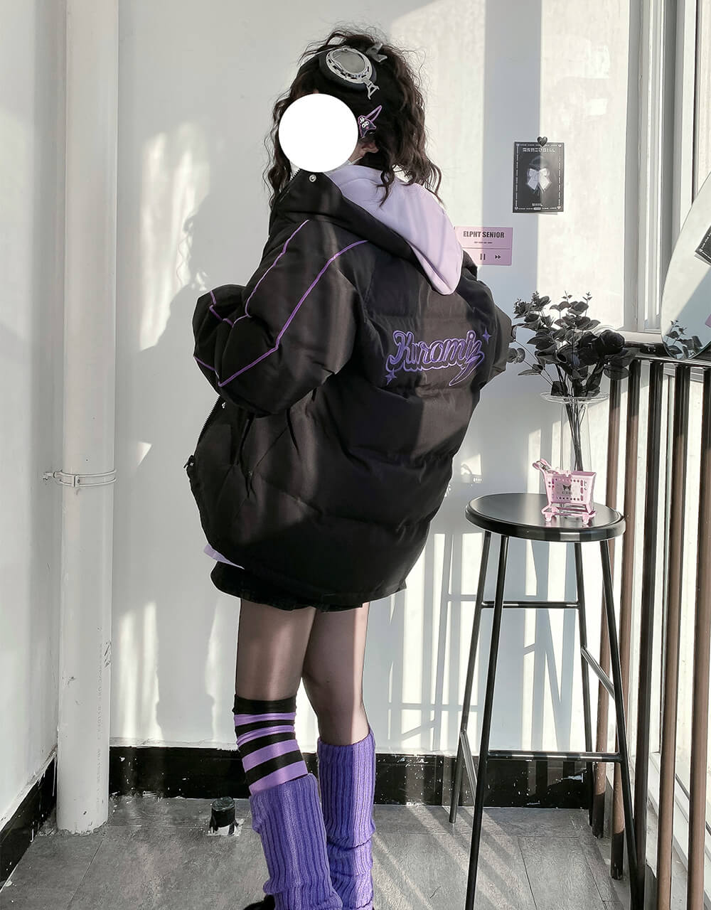 Kuromi Embroidery Blue Puffer Jacket – KawaiiEnvy