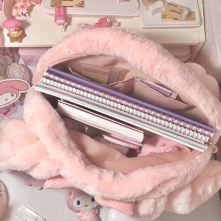 Kuromi/My Melody/Cinnamoroll Die-cut Face Fluffy Bag – KawaiiEnvy