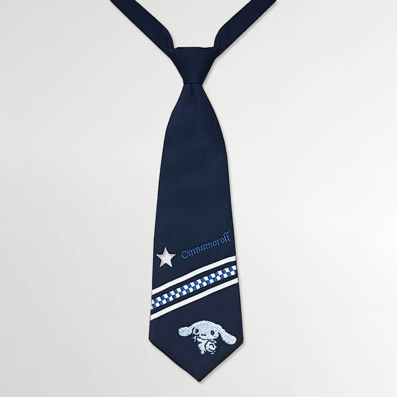 cinnamoroll-and-star-embroidery-necktie-in-navy-blue