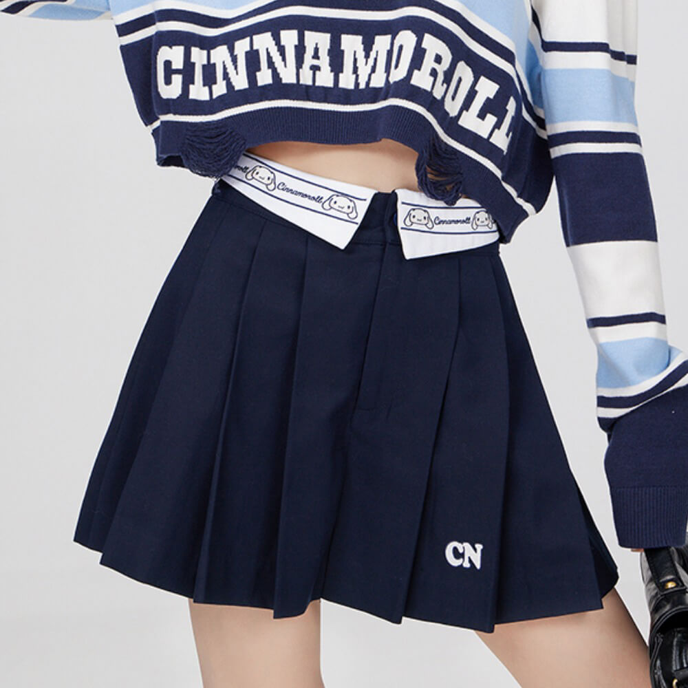 cinnamoroll-embroidery-lapel-collar-pleated-a-line-mini-skirt-in-navy-blue