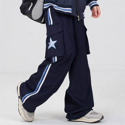 cinnamoroll-embroidery-striped-baggy-cargo-pants-in-navy-blue