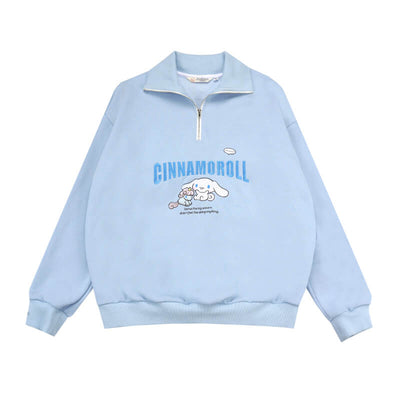 cinnamoroll-half-zip-stand-collar-sweatshirt-in-blue