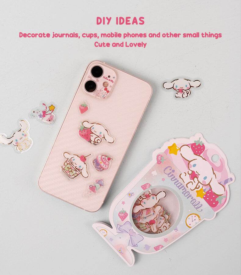 cinnamoroll-shiny-stickers-ice-cream-cup-shaped-pack-decorated-on-phone