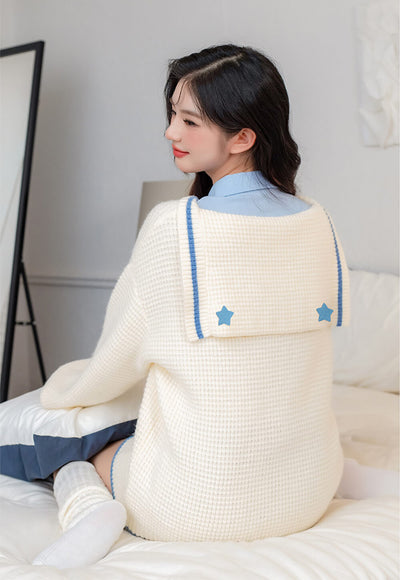 cinnamoroll-stars-embroidery-sailor-collar-loose-cable-knit-cricket-sweater-pullover