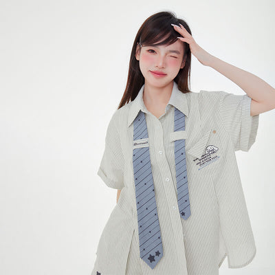 cinnamoroll-striped-oversized-casual-blouse