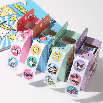 comic-style-kuromi-cinnamoroll-hello-kitty-pochacco-sticker-box-rolls