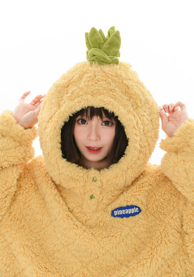 cute-fun-3d-pineapple-hooded-fleece-pullover-yellow